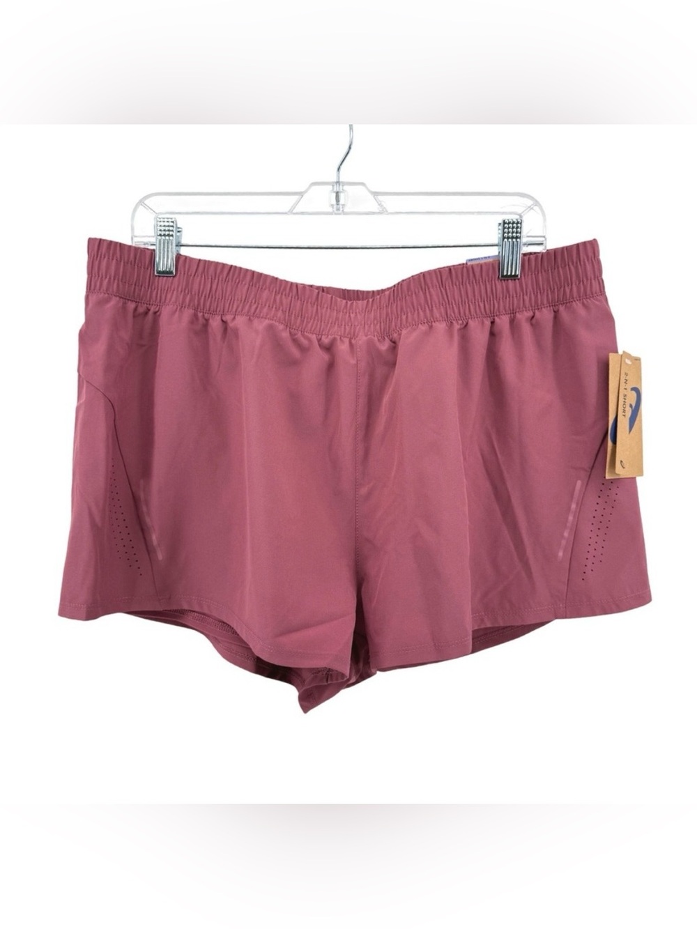 NWT ASICS Women’s size L 2-N-1 Laser Cut Running Shorts Mauve